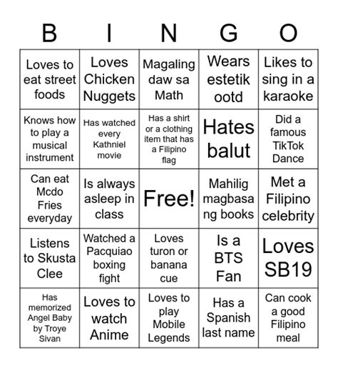 FILIPINO HUMAN BINGO.